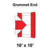 10' x 10' Master Series Frame Tent Grommet End, 16 oz. Ratchet Top, White and Red