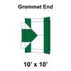 10' x 10' Master Series Frame Tent Grommet End, 16 oz. Ratchet Top, White and Forest Green