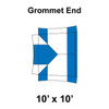 10' x 10' Master Series Frame Tent Grommet End, 16 oz. Ratchet Top, White and Blue