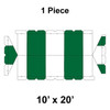 10' x 20' Gable Frame Tent, 1 Piece, 16 oz. Ratchet Top, White and Forest Green