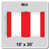 10' x 20' Master Series Frame Tent Mid, 16 oz. Ratchet Top, White and Red