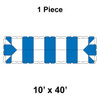 10' x 40' Classic Frame Tent, 1 Piece, 16 oz. Ratchet Top, White and Blue