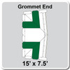 15' x 7.5' Classic Frame Tent Grommet End, 16 oz. Ratchet Top, White and Forest Green