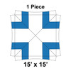 15' x 15' Master Series Frame Tent, 1 Piece, 16 oz. Ratchet Top, White and Blue
