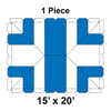 15' x 20' Classic Frame Tent, 1 Piece, 16 oz. Ratchet Top, White and Blue