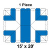 15' x 20' Classic Pole Tent, 1 Piece, 16 oz. Ratchet Top, White and Blue