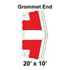 20' x 10' Classic Pole Tent Grommet End, 16 oz. Ratchet Top, White and Red