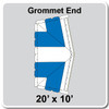 20' x 10' Classic Pole Tent Grommet End, 16 oz. Ratchet Top, White and Blue