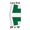 20' x 10' Classic Pole Tent Lace End, 16 oz. Ratchet Top, White and Forest Green
