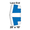 20' x 10' Classic Pole Tent Lace End, 16 oz. Ratchet Top, White and Blue