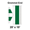 20' x 10' Gable Tent Grommet End, 16 oz. Ratchet Top, White and Forest Green