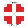 20' x 20' Classic Pole Tent, 1 Piece, 16 oz. Ratchet Top, White and Red