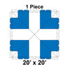 20' x 20' Classic Pole Tent, 1 Piece, 16 oz. Ratchet Top, White and Blue