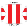 20' x 20' Gable Frame Tent, 1 Piece, 16 oz. Ratchet Top, White and Red