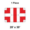 20' x 30' Classic Pole Tent, 1 Piece, 16 oz. Ratchet Top, White and Red