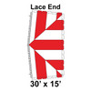 30' x 15' Classic Frame Tent Lace End, 16 oz. Ratchet Top, Red and White