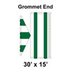 30' x 15' Gable Frame Tent Grommet End, 16 oz. Ratchet Top, White and Forest Green