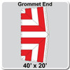 40' x 20' Classic Pole Tent Grommet End, 16 oz. Ratchet Top, White and Red