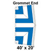 40' x 20' Classic Pole Tent Grommet End, 16 oz. Ratchet Top, White and Blue