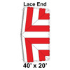 40' x 20' Classic Pole Tent Lace End, 16 oz. Ratchet Top, White and Red