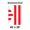 40' x 20' Gable Frame Tent Grommet End, 16 oz. Ratchet Top, White and Red