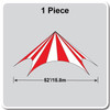 52' Diameter TP/Hexagon Tent, 1 Piece, 16oz. Ratchet Top, White and Red