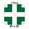 20' x 20' Classic Frame Tent, 1 Piece, 16 oz. Ratchet Top, White and Forest Green