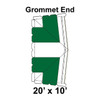 20' x 10' Classic Frame Tent Grommet End, 16 oz. Ratchet Top, White and Forest Green