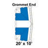 20' x 10' Classic Frame Tent Grommet End, 16 oz. Ratchet Top, White and Blue