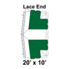 20' x 10' Classic Frame Tent Lace End, 16 oz. Ratchet Top, White and Forest Green