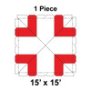 15' x 15' Classic Frame Tent, 1 Piece, 16 oz. Ratchet Top, White and Red