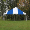 20x20 Classic Pole Tent, Blue and White Stripe, Kit 8' Aluminum with stakes and straps