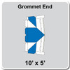 10' x 5' Classic Frame Tent Grommet End, 16 oz. Ratchet Top, White and Blue