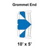 10' x 5' Classic Frame Tent Grommet End, 16 oz. Ratchet Top, White and Blue
