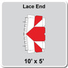 10' x 5' Classic Frame Tent Lace End, 16 oz. Ratchet Top, White and Red