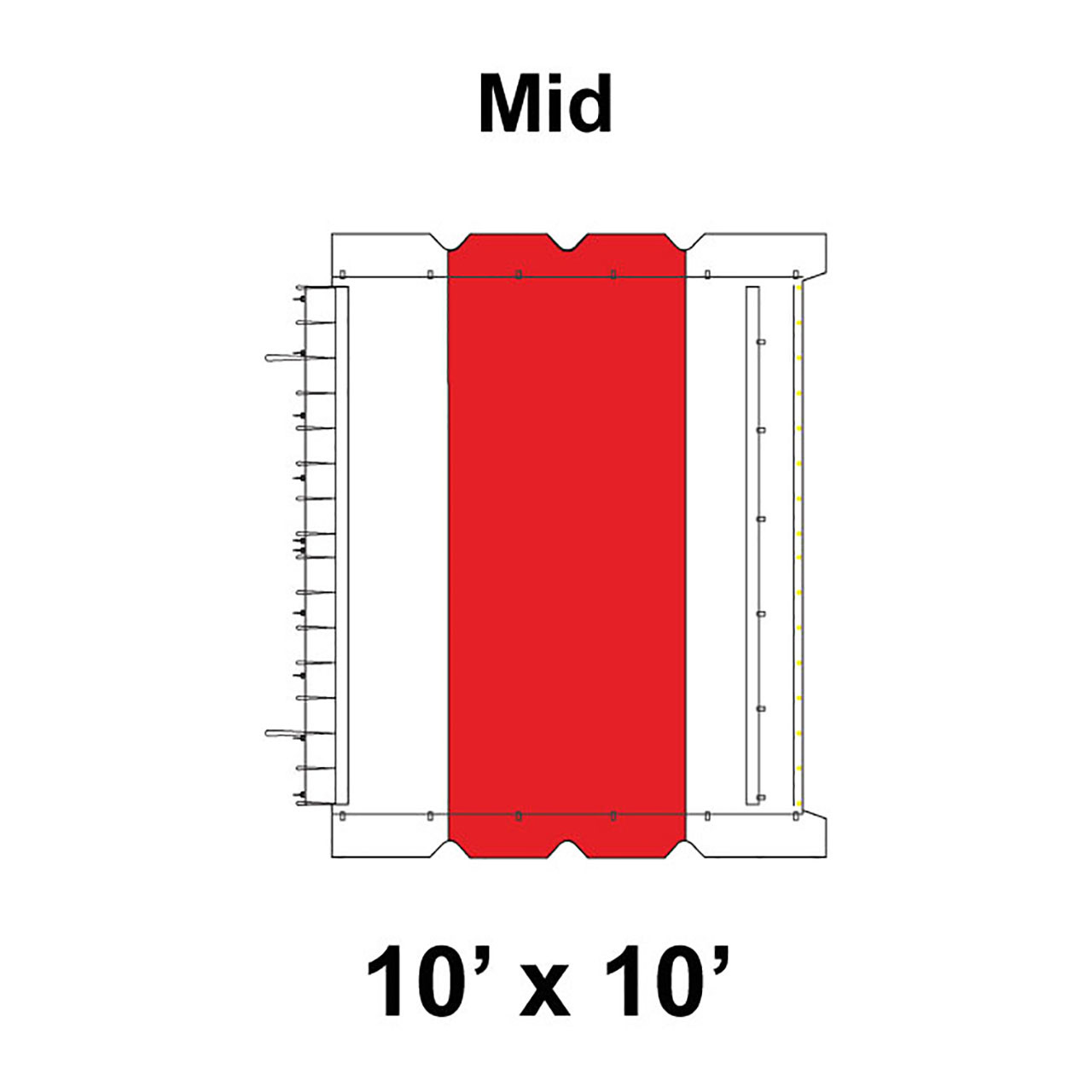 10' x 10' Classic Frame Tent Mid, 16 oz. Ratchet Top, White and Red