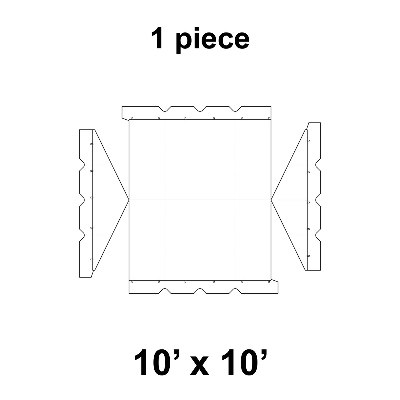 10' x 10' Gable Frame Tent, 1 Piece, 16 oz. Ratchet Top, Solid White