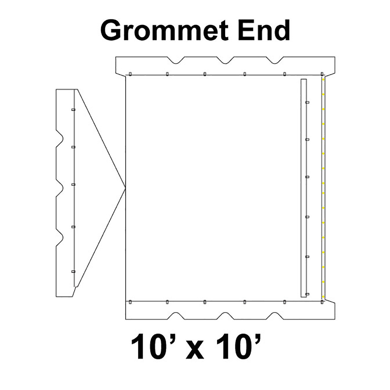 10' x 10' Gable Frame Tent Grommet End, 16 oz. Ratchet Top, Solid White