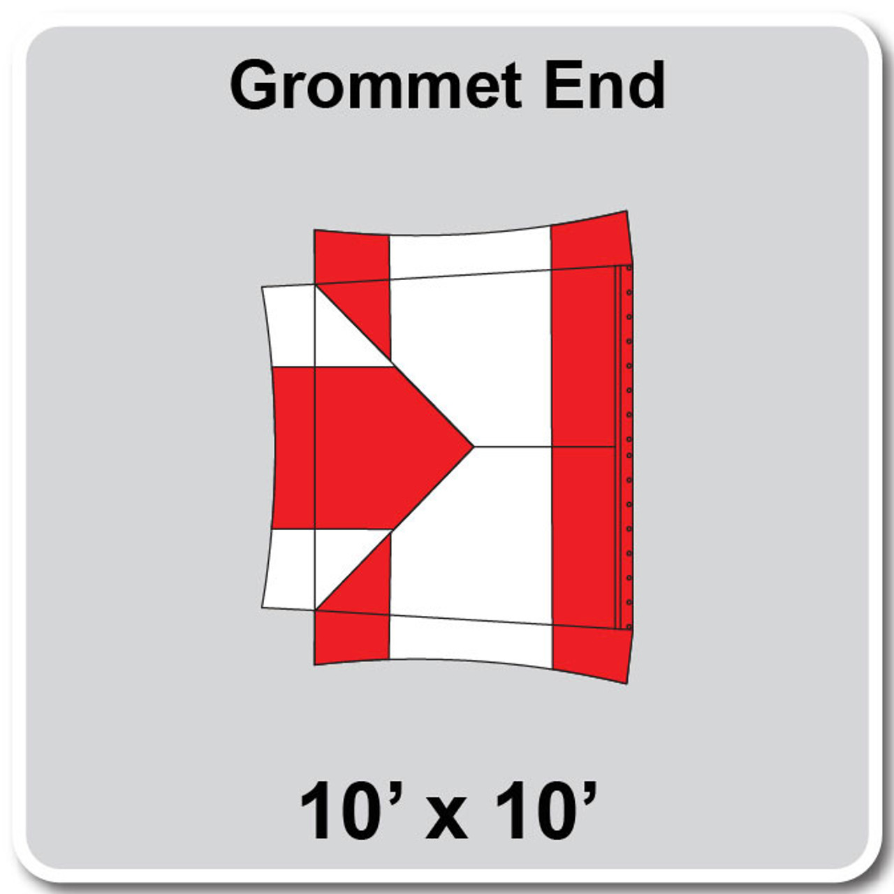10' x 10' Master Series Frame Tent Grommet End, 16 oz. Ratchet Top, White and Red
