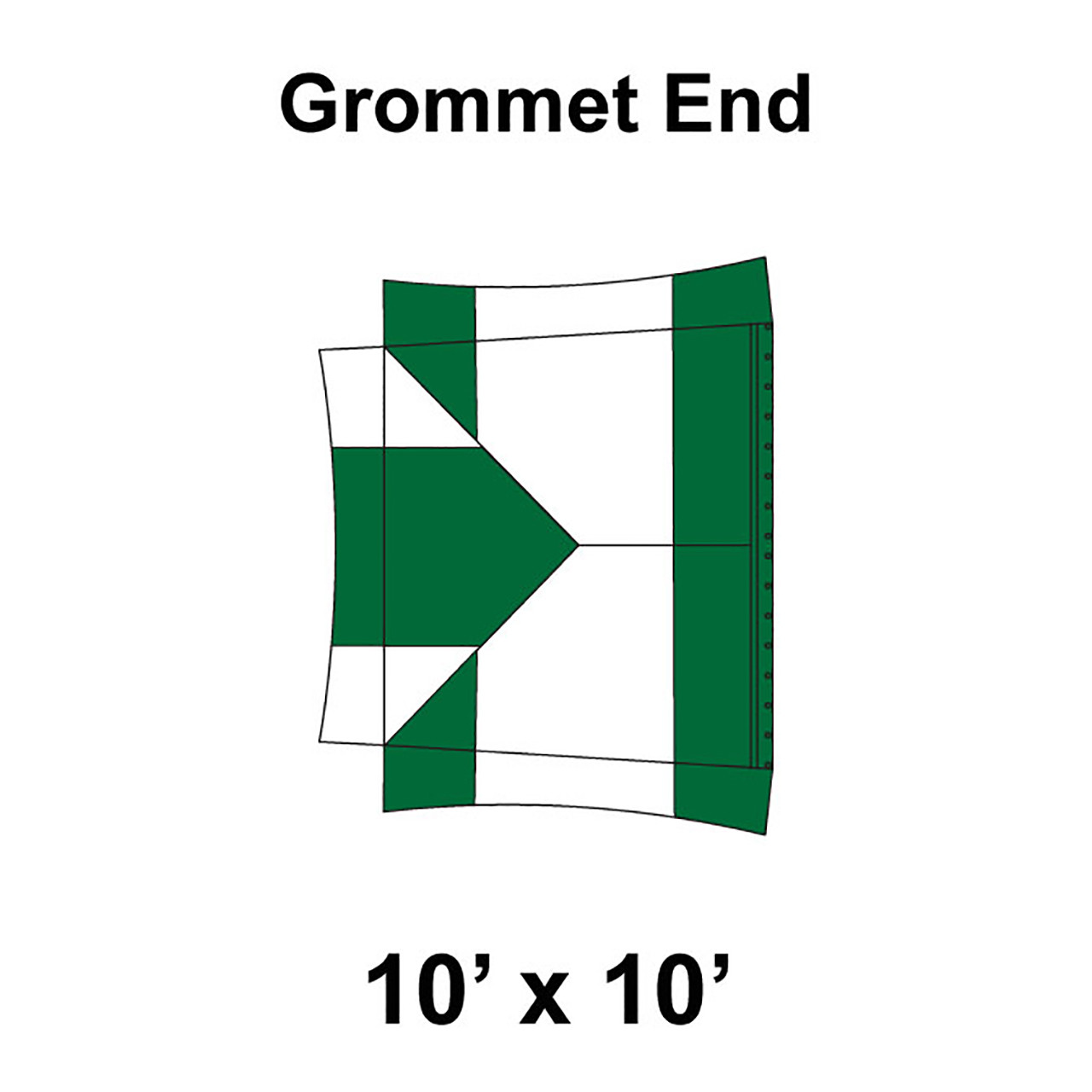 10' x 10' Master Series Frame Tent Grommet End, 16 oz. Ratchet Top, White and Forest Green
