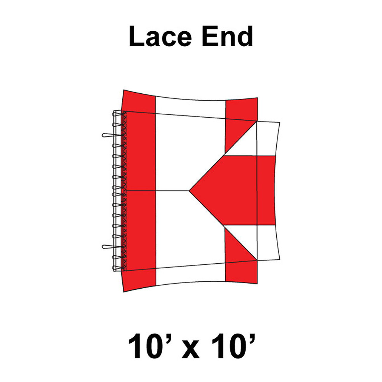 10' x 10' Master Series Frame Tent Lace End, 16 oz. Ratchet Top, White and Red