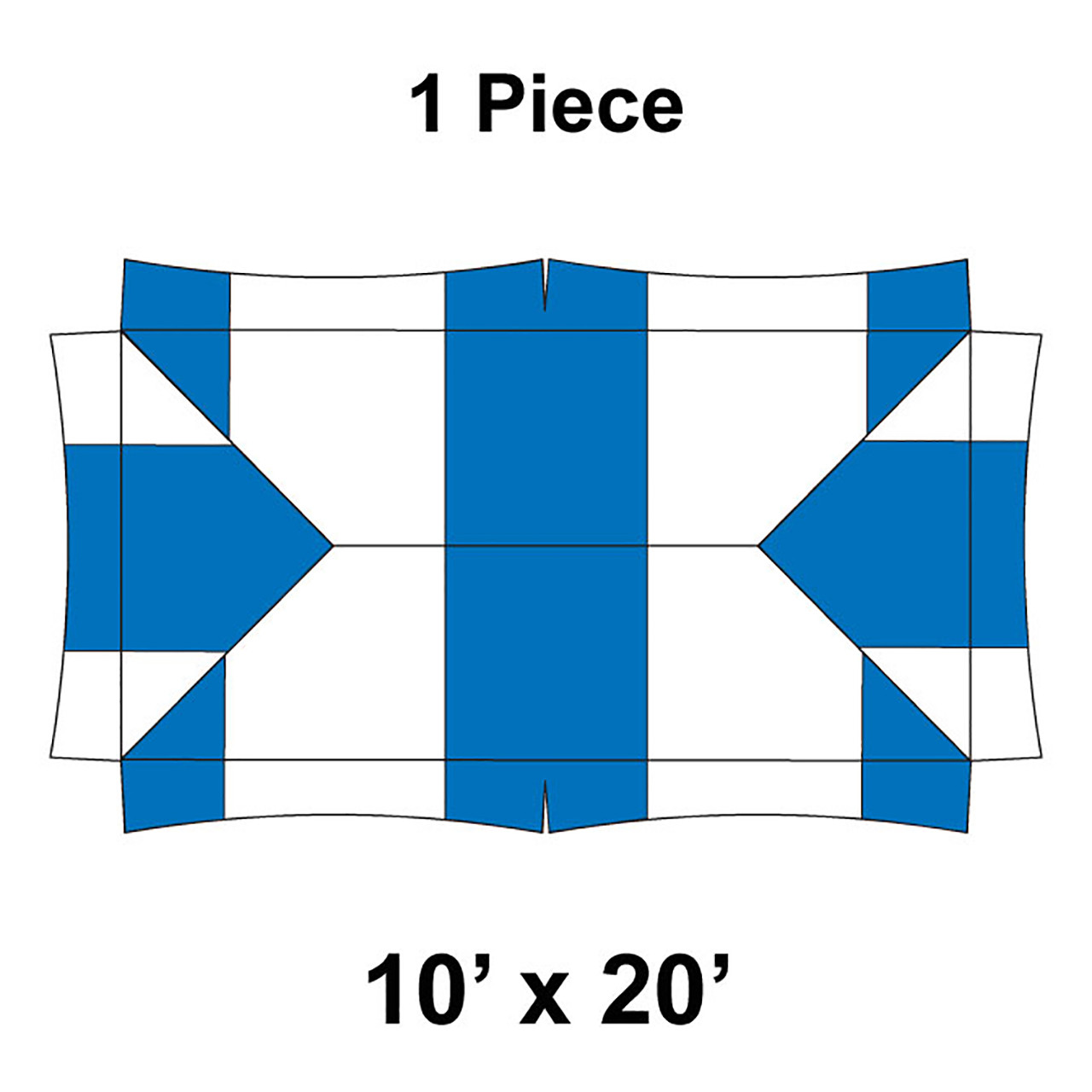 10' x 20' Master Series Frame Tent, 1 Piece, 16 oz. Ratchet Top, White and Blue