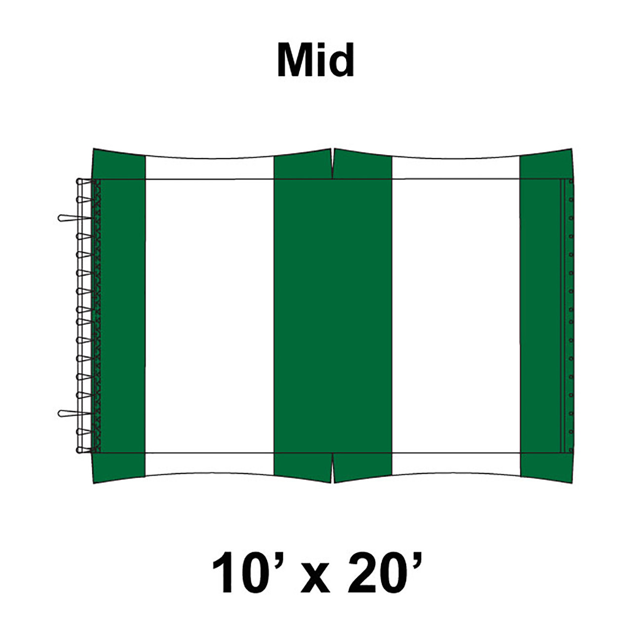 10' x 20' Master Series Frame Tent Mid, 16 oz. Ratchet Top, White and Forest Green