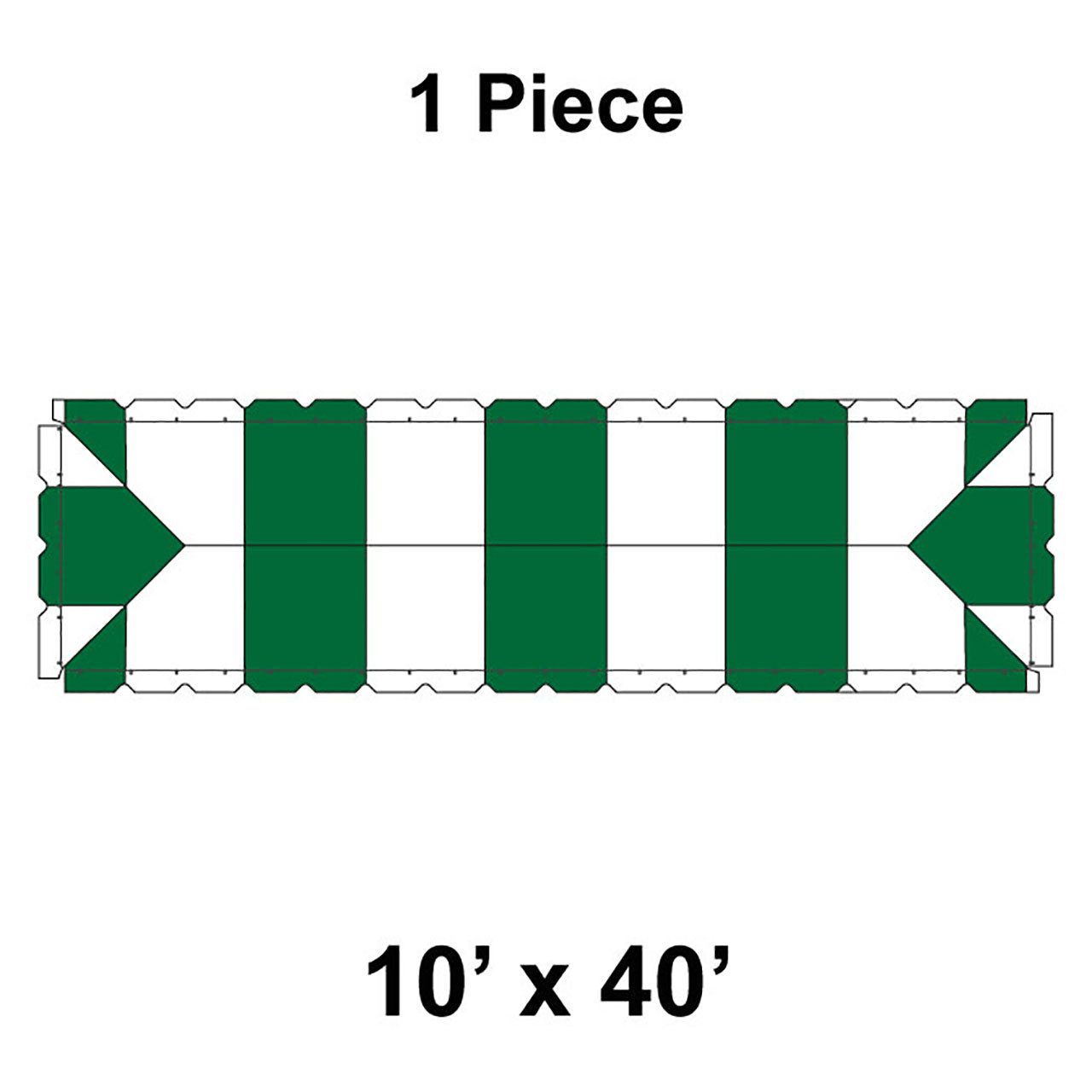 10' x 40' Classic Frame Tent, 1 Piece, 16 oz. Ratchet Top, White and Forest Green