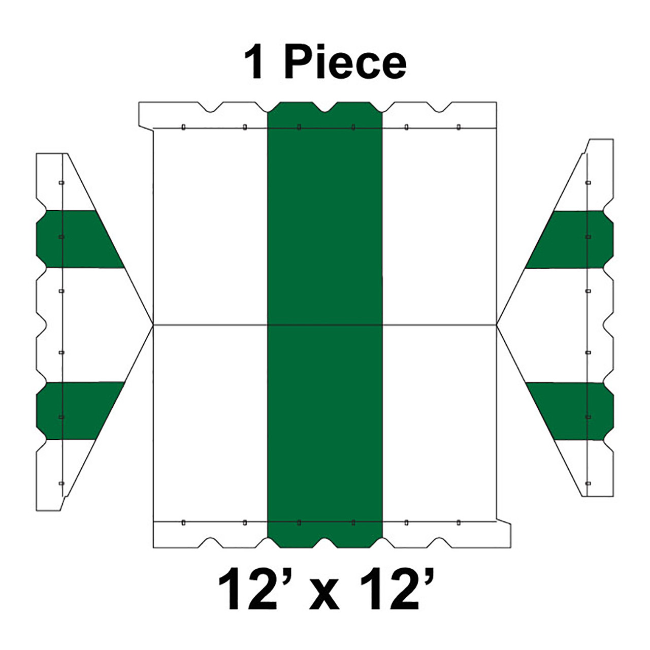 12' x 12' Gable Frame Tent, 1 Piece, 16 oz. Ratchet Top, White and Forest Green