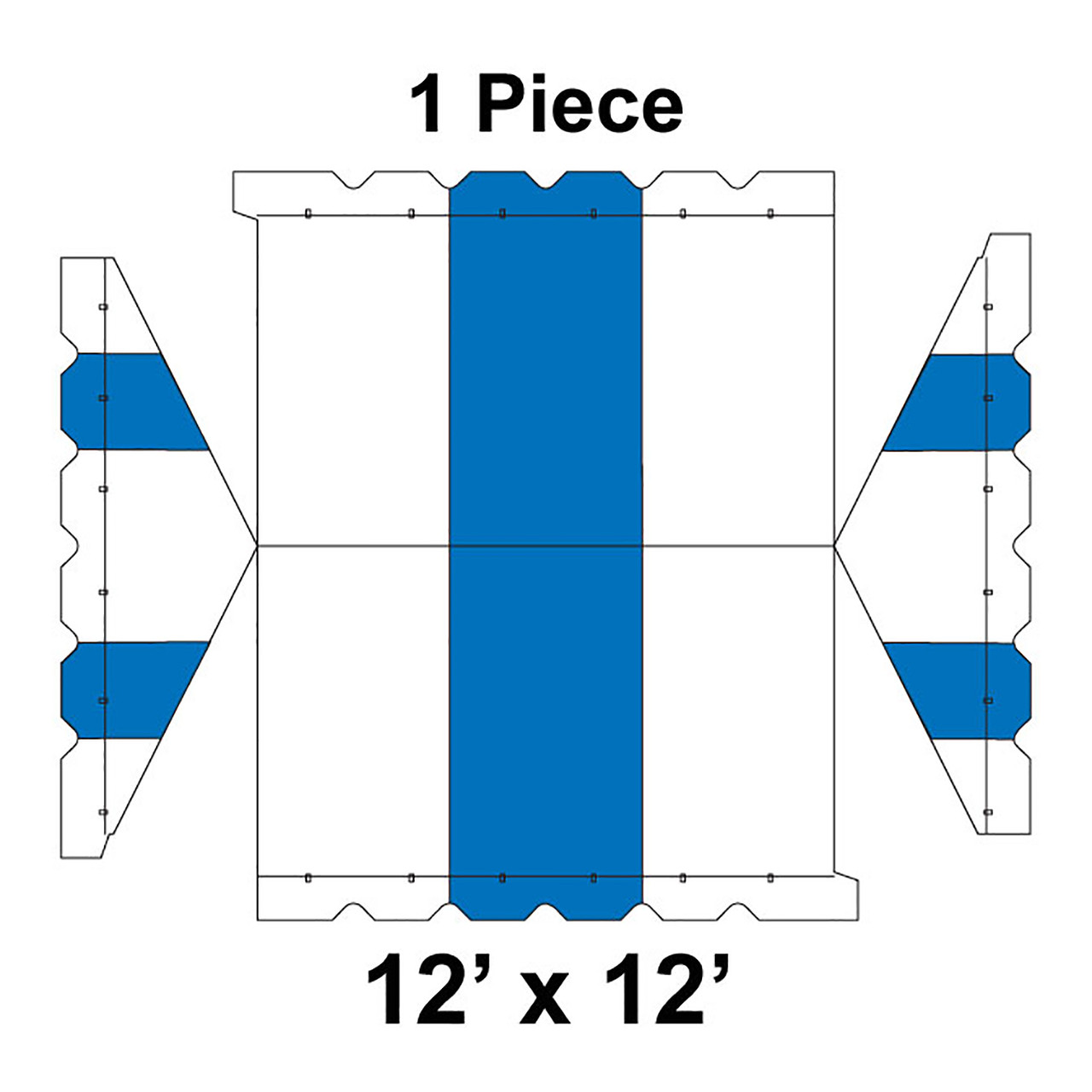 12' x 12' Gable Frame Tent, 1 Piece, 16 oz. Ratchet Top, White and Blue