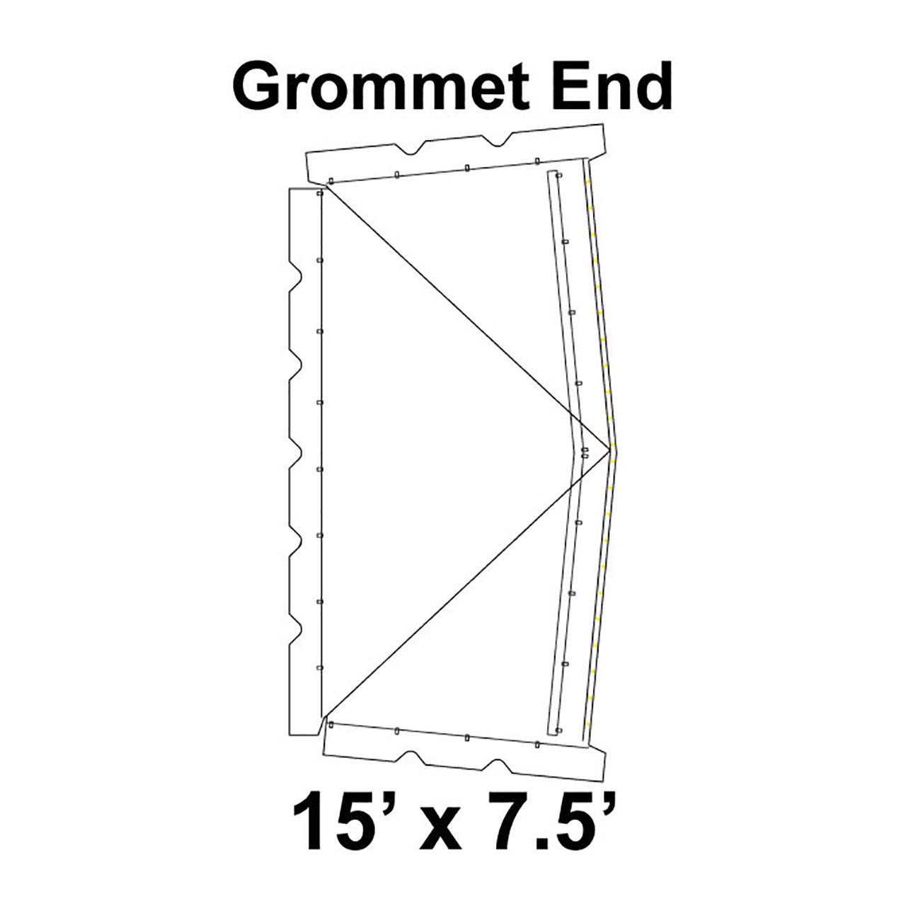 15' x 7.5' Classic Frame Tent Grommet End, 16 oz. Ratchet Top, Solid White