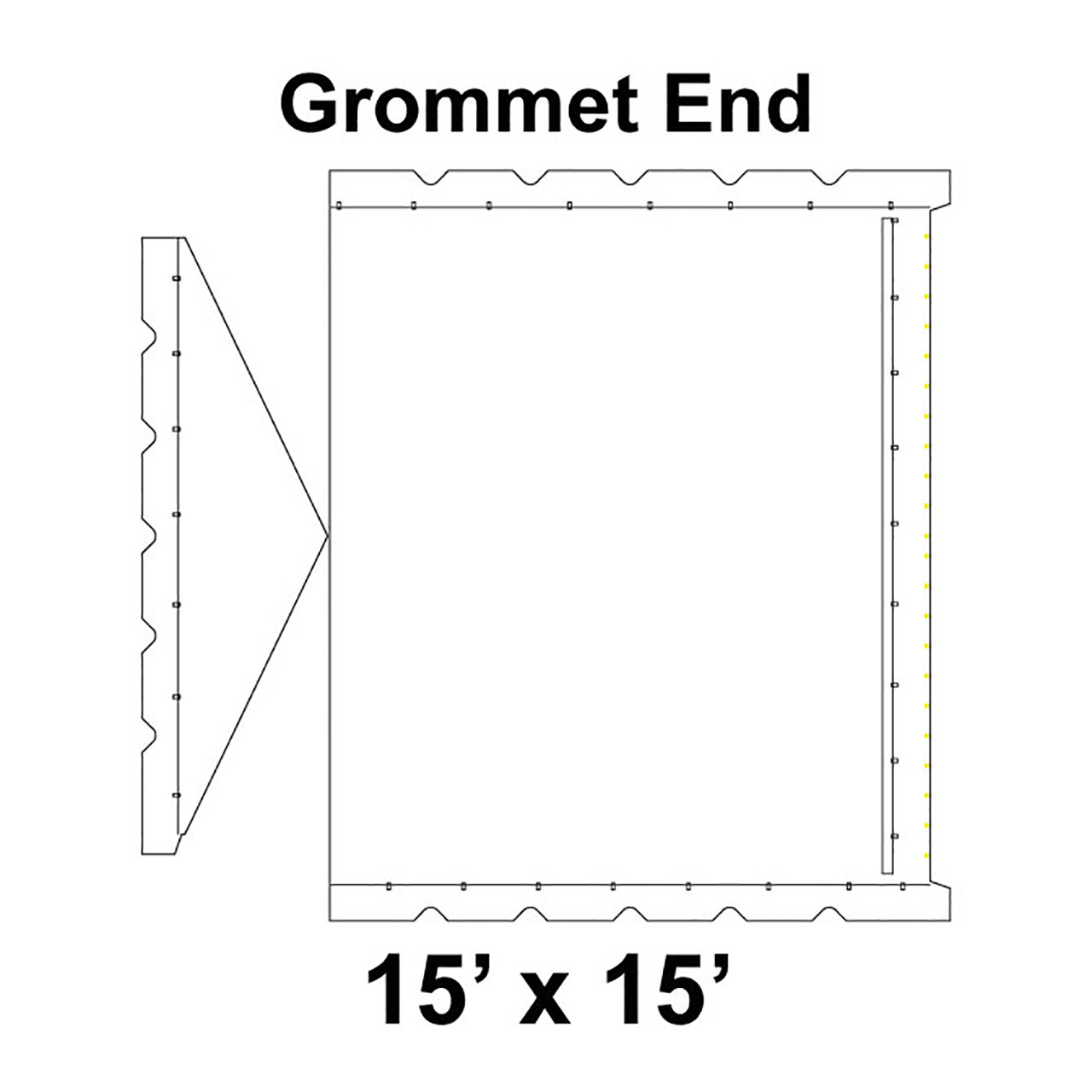 15' x 15' Gable Frame Tent Grommet End, 16 oz. Ratchet Top, Solid White