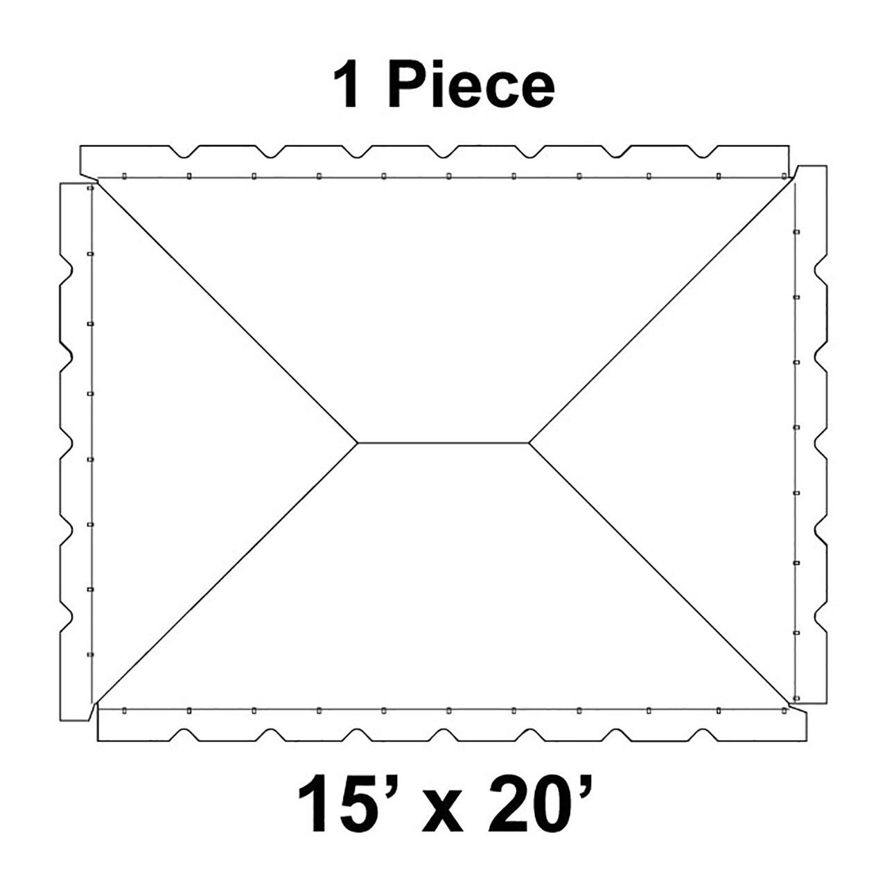 15' x 20' Classic Frame Tent, 1 Piece, 16 oz. Ratchet Top, Solid White