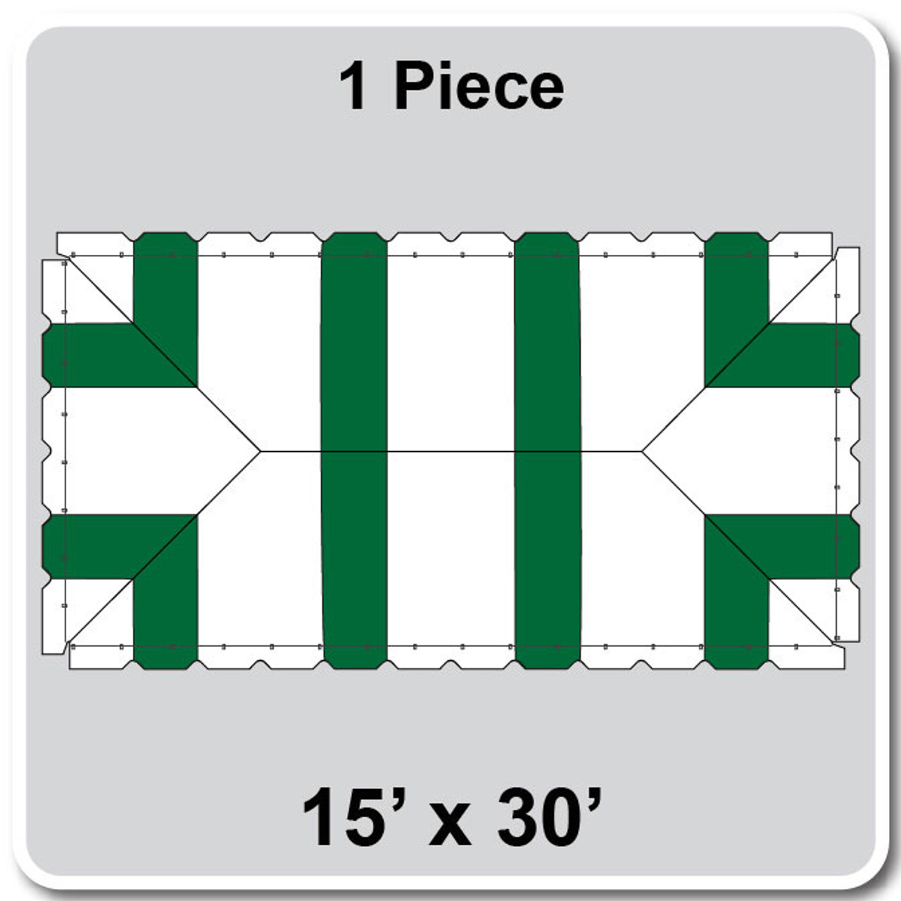 15' x 30' Classic Pole Tent, 1 Piece, 16 oz. Ratchet Top, White and Forest Green